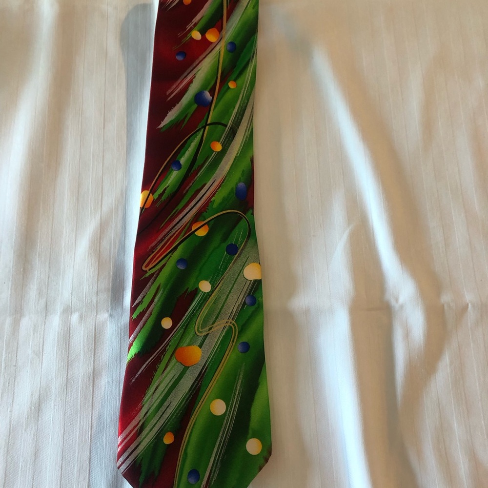 J. Garcia Red and Green Artistic Tie, Trees Collection Sixty